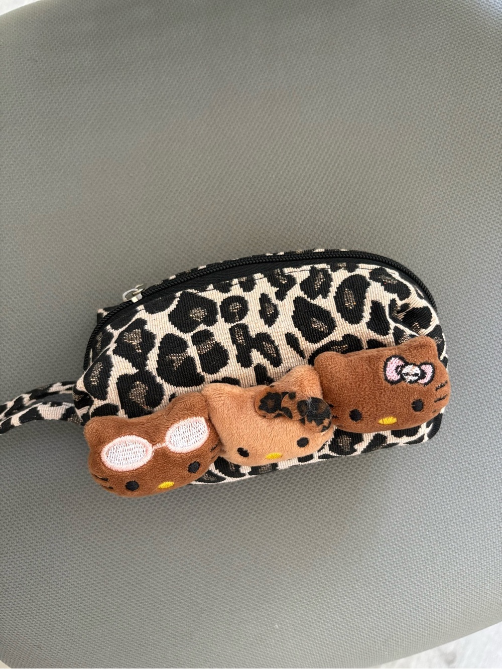 Plush Kitty Leopard Print Kids Coin Purse - Brown